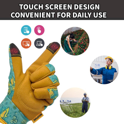 Thorn Proof&Puncture Resistant Gardening Gloves with Grip,Garden Gloves for Women, Leather Work Gloves,Gifts
