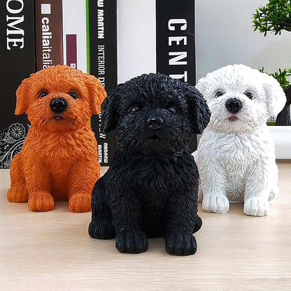Dog Statue for Outdoor Maltese Dog Ornament Resin Bichon Frise Statue for Home Decor