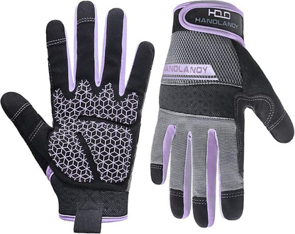 HANDLANDY Women Safety Work Gloves Utility Touch Screen Working Grip Glove for Yardwork Gardening Breathable Mechanic Gloves
