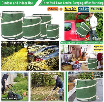 32-Gallon Collapsible Trash Can (19x25 in) Hard-Shell Bottom Yard Garden Bag for Pop-Up Recycling Bin,Yard Waste,Debris bag,Laundry Hamper,RV Camping Waste Bin,Lawn Grass,Leaf Bag,Sods,Weeds Barrel