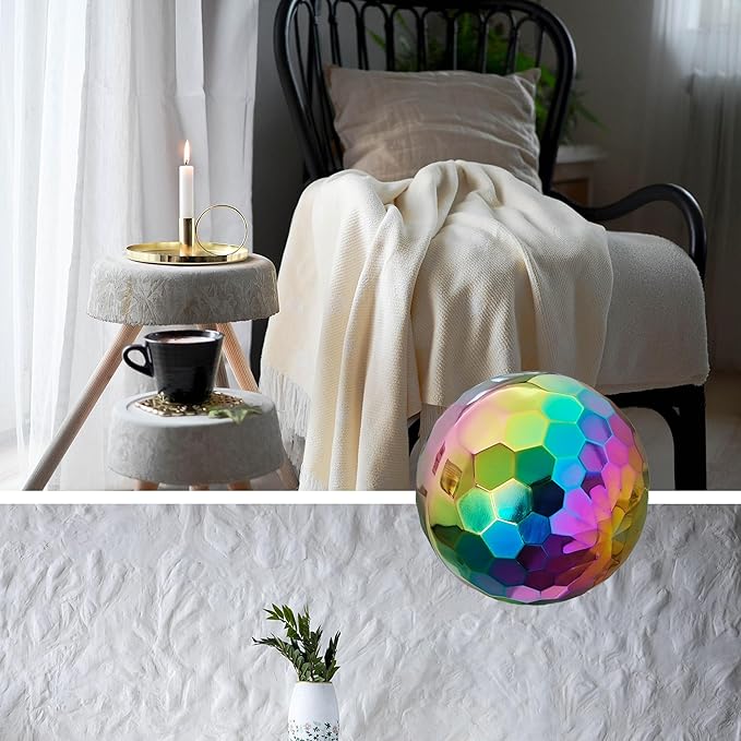304 Stainless Steel Gazing Ball Sculptures Diamond Ball Decoration Mirror Hollow Decor Ball Reflective Garden Sphere Hollow Metal Ball Ornament Statues Gazing Globe for Home Garden (Rainbow 5Pack)