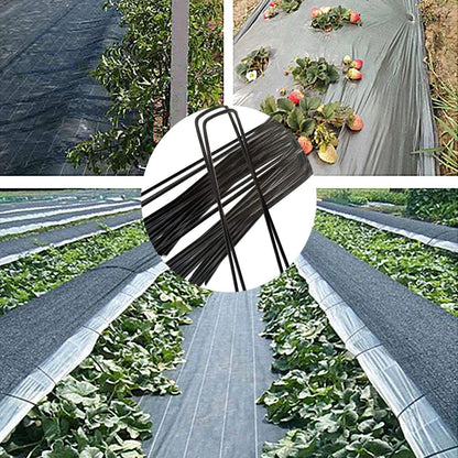 8 inch 20 Pack Black Galvanized Landscape Staples 11 Gauge Garden Stakes Pins Anti-Rust Ground Stakes U-Shaped Tent Stakes are Used for Weed Barrier, Irrigation Tubing, Yard Lawn, Landscape Fabric