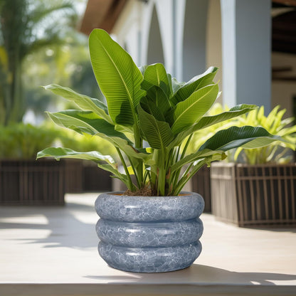 SQOWL Ceramic Planter 13.5 Inch - Large Plant Pot Indoor with Drainage Hole Outdoor Planter Round Flower Pot Modern Decorative Plant Pot for Home Office Decor Gray
