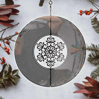 SPRING SONG Snowflake Kinetic Wind Spinner for Yard and Garden Mirrored Stainless Steel Spinner Indoor and Outdoor Hanging Decor Crafts Ornament Gifts Kinetic Art Yard Garden Hanging Wind Spinner
