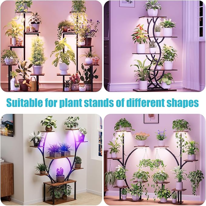 7.8'' Growing Lamp for Indoor Plants, Red & Blue & Yellow Full Spectrum, LED Grow Light Strips with 4/8/12H Timer,10 Dimmable Levels for Green House Succulent,4 Head