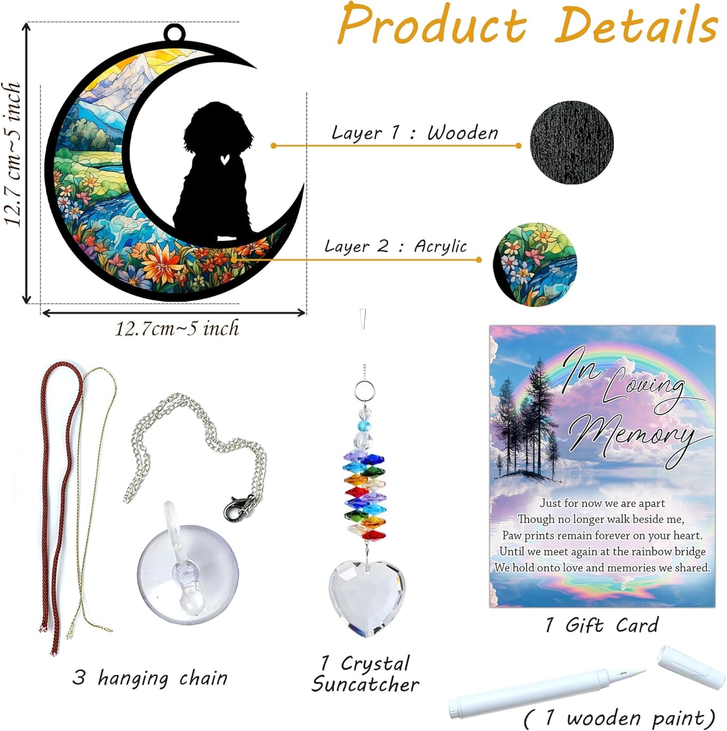 Cocker Spaniel Suncatcher, Personalized Pet Loss Gift with Name & Date, Heart-Shaped Crystal Sun Catcher, Dog Remembrance Sympathy Rainbow Maker for Window & Garden