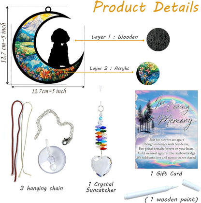 Cocker Spaniel Suncatcher, Personalized Pet Loss Gift with Name & Date, Heart-Shaped Crystal Sun Catcher, Dog Remembrance Sympathy Rainbow Maker for Window & Garden