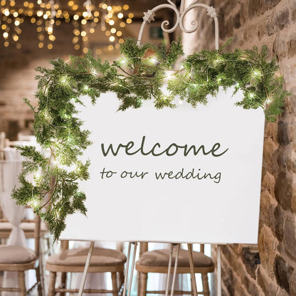 RECUTMS Mantle Garland 6FT Garlands with Lights 30 LED Strings Fake Hanging Plants Greenery Outdoor Wreath Plant Classic Leaves Soft Plastic for Arch Porch Wall Wedding (Green Light S)