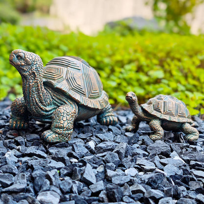 2 Pcs Outdoor Garden Turtle Statue, Cute Turtle Statue with Baby for Garden, Patio, Lawn, Outdoor Patio and Deck Decorations, Unique Housewarming Gifts