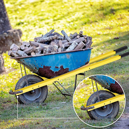 WILLBOND 1 Pair Wheelbarrow Replacement Handles Kit 60 Inches Metal Wheelbarrow Handles Yellow Heavy Duty with 2 Pcs Wedge and Pre Drilled Holes, Easy Install