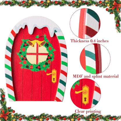 Haooryx 10Pcs Christmas Magic Miniature Tiny Fairy Wooden Doors Decorative Accessories, Welcome to Dollhouse Mini Entry for Fairies Magical Door Christmas Decorations Xmas Decor