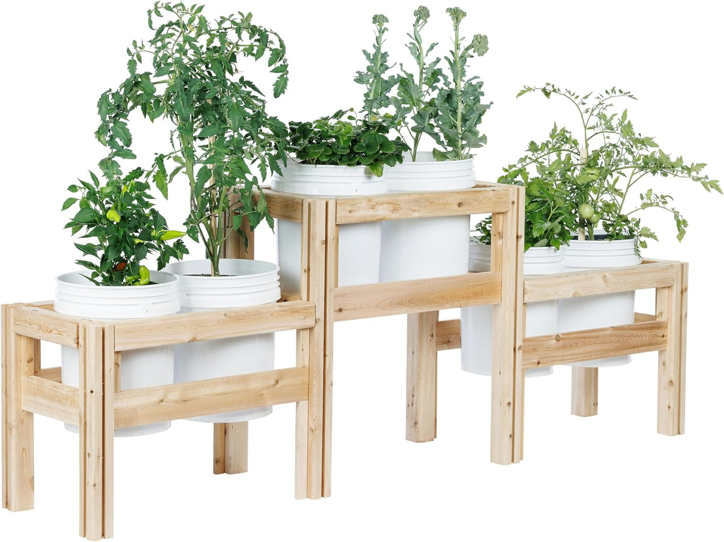Greenes Fence Two-Tiers Six Bucket Elevated Cedar Wood Garden Frame, 79 in. x 16 in. x 30 in. - Made in USA with North American Cedar