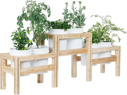 Greenes Fence Two-Tiers Six Bucket Elevated Cedar Wood Garden Frame, 79 in. x 16 in. x 30 in. - Made in USA with North American Cedar