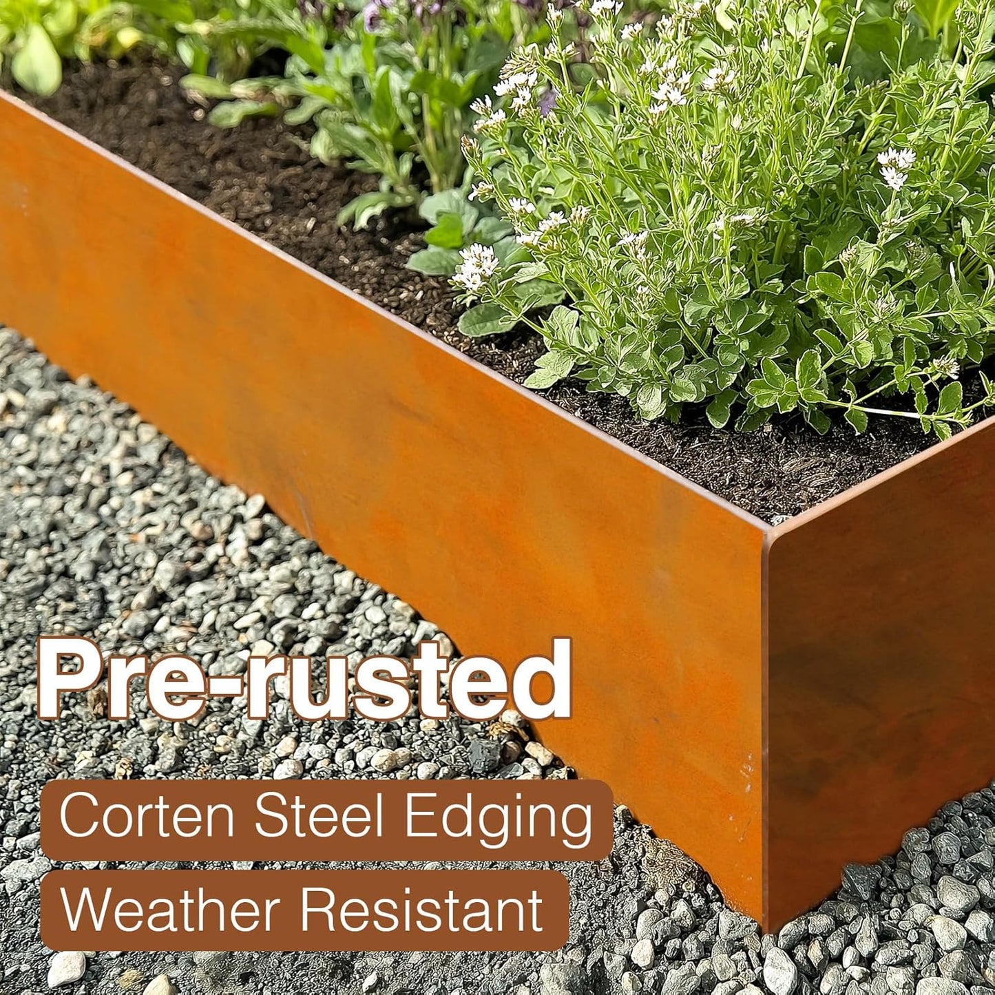 10-Pack Corten Steel Landscape Lawn Edging 8.5 inch Height, Rust Patina Finish Bendable Metal Strips, Hammer-in Edge Border - Yard Pathway Divider, 40 inch Each(33Ft Total), #LYLB85RT-US