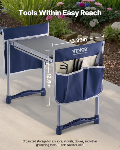 VEVOR Garden Kneeler and Seat Heavy Duty, Portable Garden Stool with 11'' EVA Kneeling Pad and 2