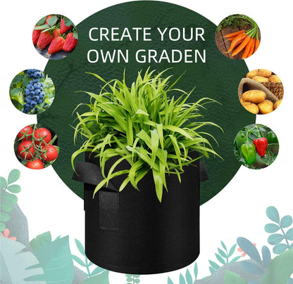150-Pack 10 Gallon Grow Bags Bulk, Heavy Duty Thickened Nonwoven Fabric Pots with Handles, Felt Breathable Planter Bag, Garden Growing Bag for Vegetable Flower Plants Fruits, Black