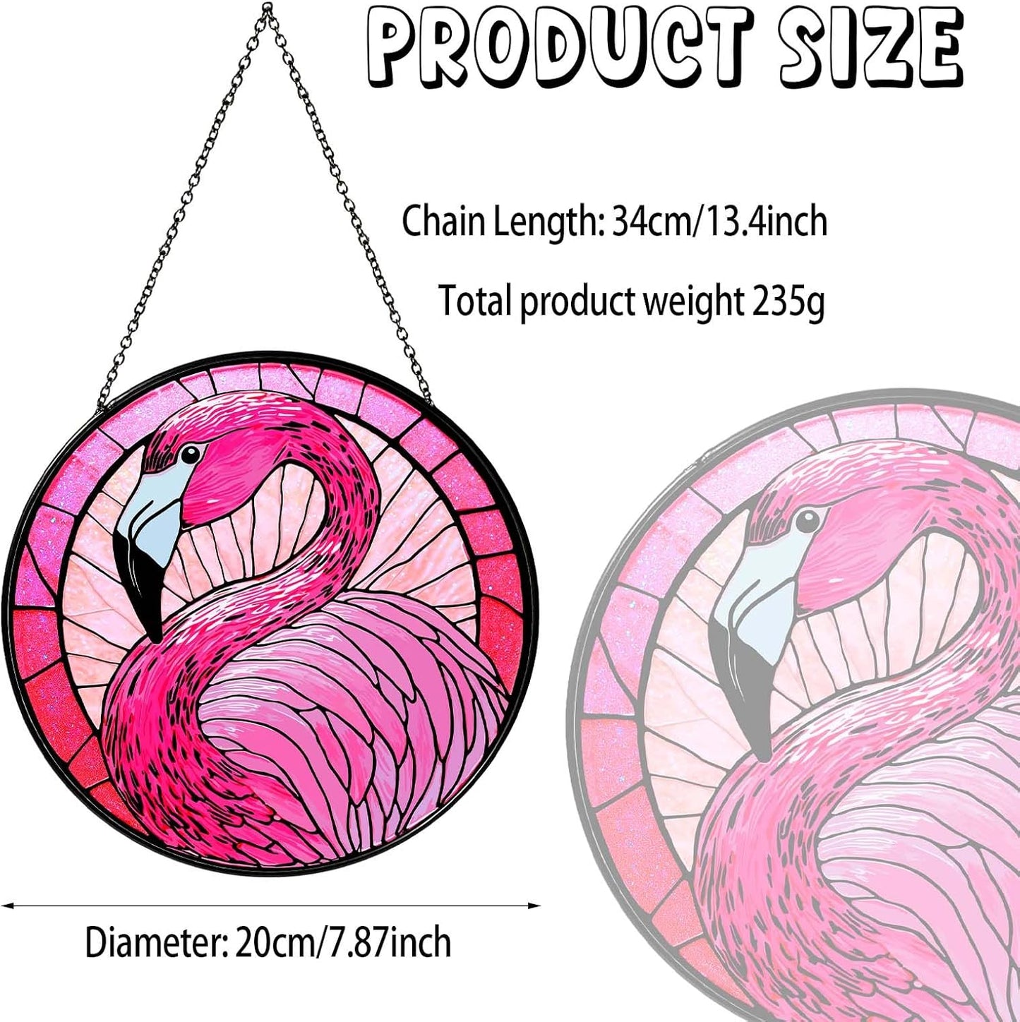 Flamingo Sun Catcher Stained Glass Bird Light Window Hanging Gifts for Women Wall Decor Handmade Flamingo SunCatcher Decoration for Garden Home Decor, 7.87inch