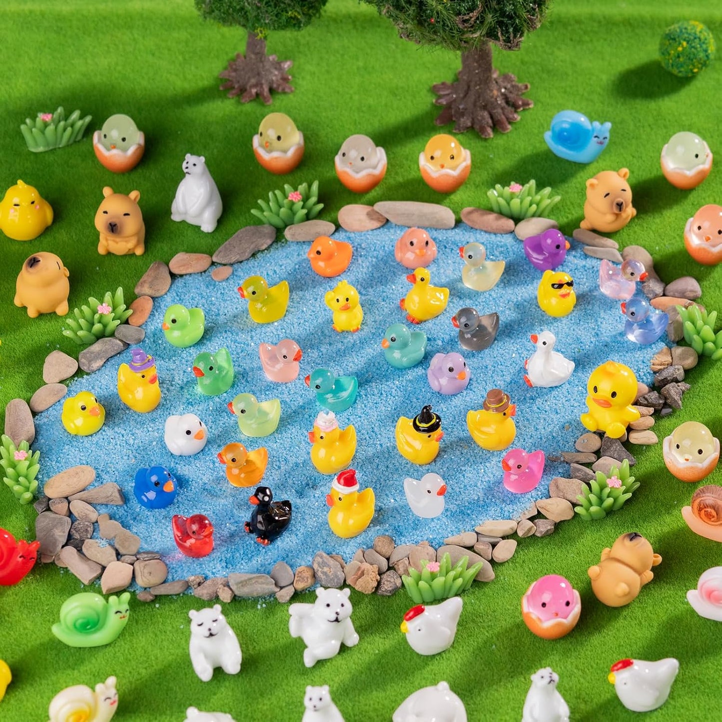 Miniature Small Animal Figurines, 76 Pieces of Mini Resin Animals, Cute Animal Decoration Ornaments, Miniature Landscape Ornament Sets, Fairy Garden