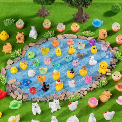 Miniature Small Animal Figurines, 76 Pieces of Mini Resin Animals, Cute Animal Decoration Ornaments, Miniature Landscape Ornament Sets, Fairy Garden