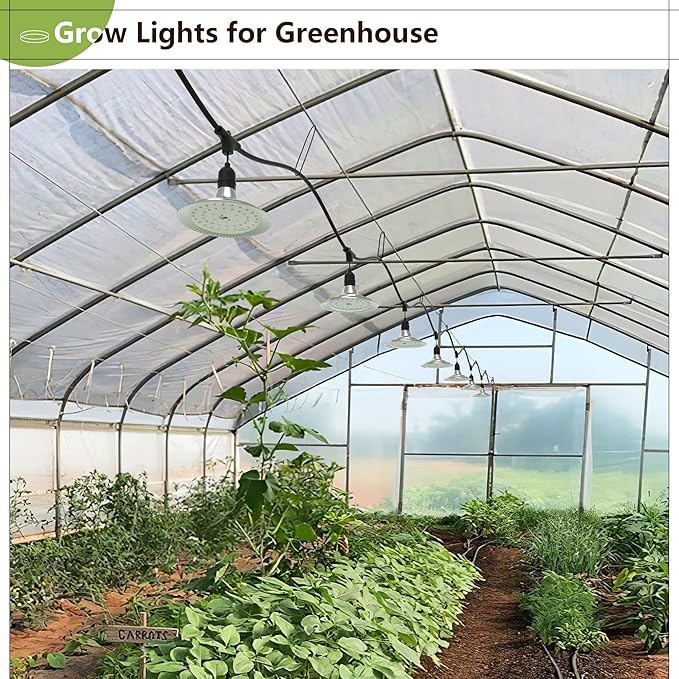 Espird Outdoor LED Grow Light with Timer, 12-Light Full Spectrum Grow Light Strip, Waterproof Plant Lamps, UL Certified String Grow Lights for Greenhouse Garden, 41FT Light for Veg Seedling Flower