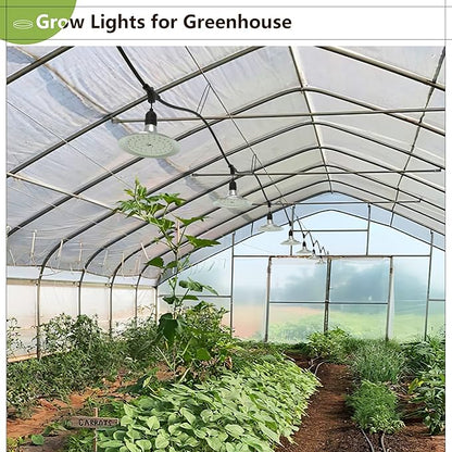 Espird Outdoor LED Grow Light with Timer, 6-Bulbs Full Spectrum Grow Light Strip, Waterproof Plant Lamps, UL Certified String Grow Lights for Greenhouse Garden, 21.3FT Light for Veg Seedling Flower