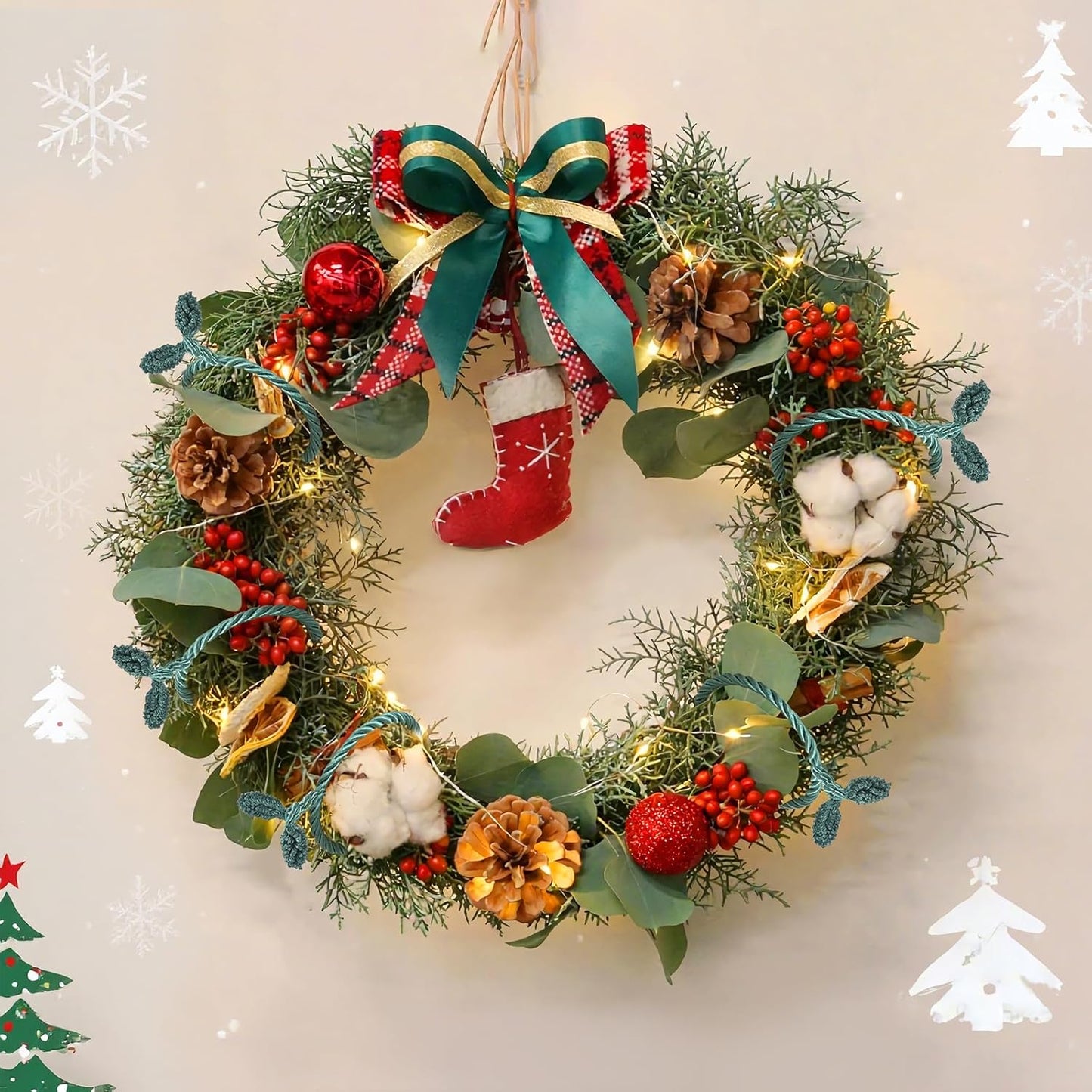 Christmas Garland Ties, 16Pcs 20in Garland Twist Ties for Banister, Reusable and Flexible Decorative Twist Tie for Home Decorations and Holiday Craft Gift Wrapping - Green