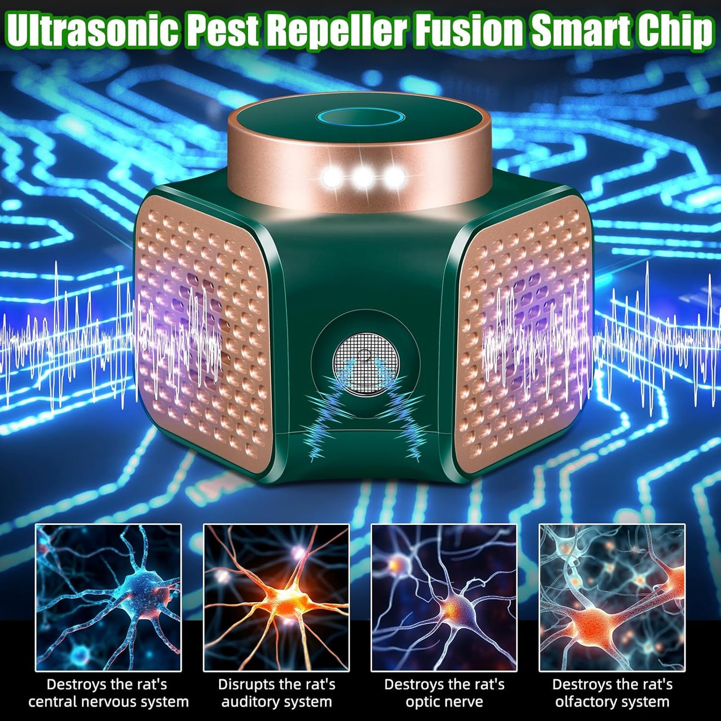 2 Pack Ultrasonic Rodent Repeller Plug-in, Electronic Mouse Repellent Devices for Mice Rat Squirrel Bat Roach Spider Ant Bug, Indoor Pest Rodent Control for Home, Kitchen, Garage, Attic