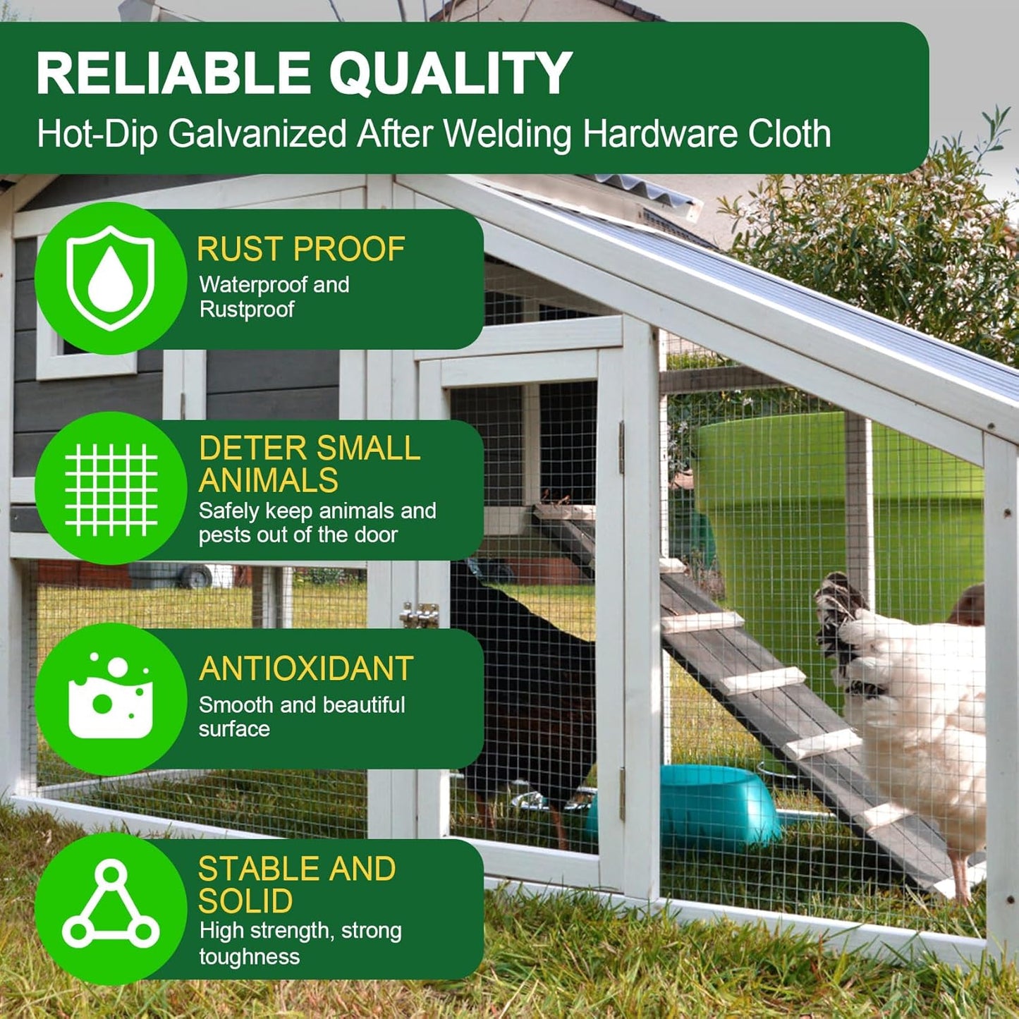 HOPERAN Hardware Cloth 1/2 Inch 36 x 50 ft - 19 Gauge Chicken Wire Fencing, Galvanized Wire Mesh Roll, Welded Wire Fence, Chicken Coop Wire Fence Gopher Wire Rabbit Wire Poultry Netting Cage