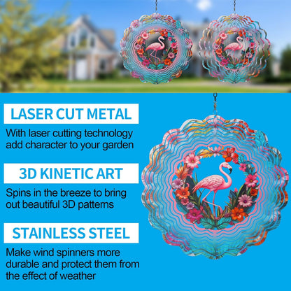 Metal Wind Spinners for Outdoor,Birthday Gifts for Women Mom Grandma, 12 Inch Flamingos Wind Spinner, Kinetic Sculpture Garden Decor for Ornament Gifts