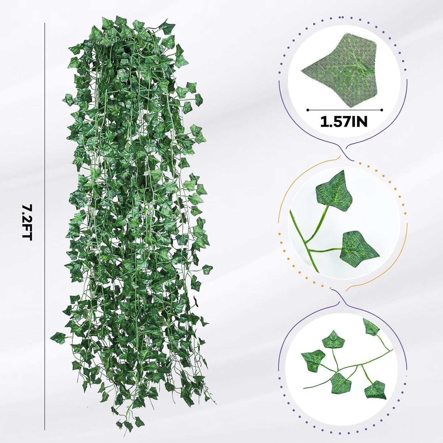 60 Pack 420 Feet Vines,Ivy,Ivy Garland,Fake Ivy,Fake Leaves,Ivy Vines,Artificial Vines,Green Vines,Leaves Room Decor,Vines for Bedroom,Wall Decor,Wedding Party