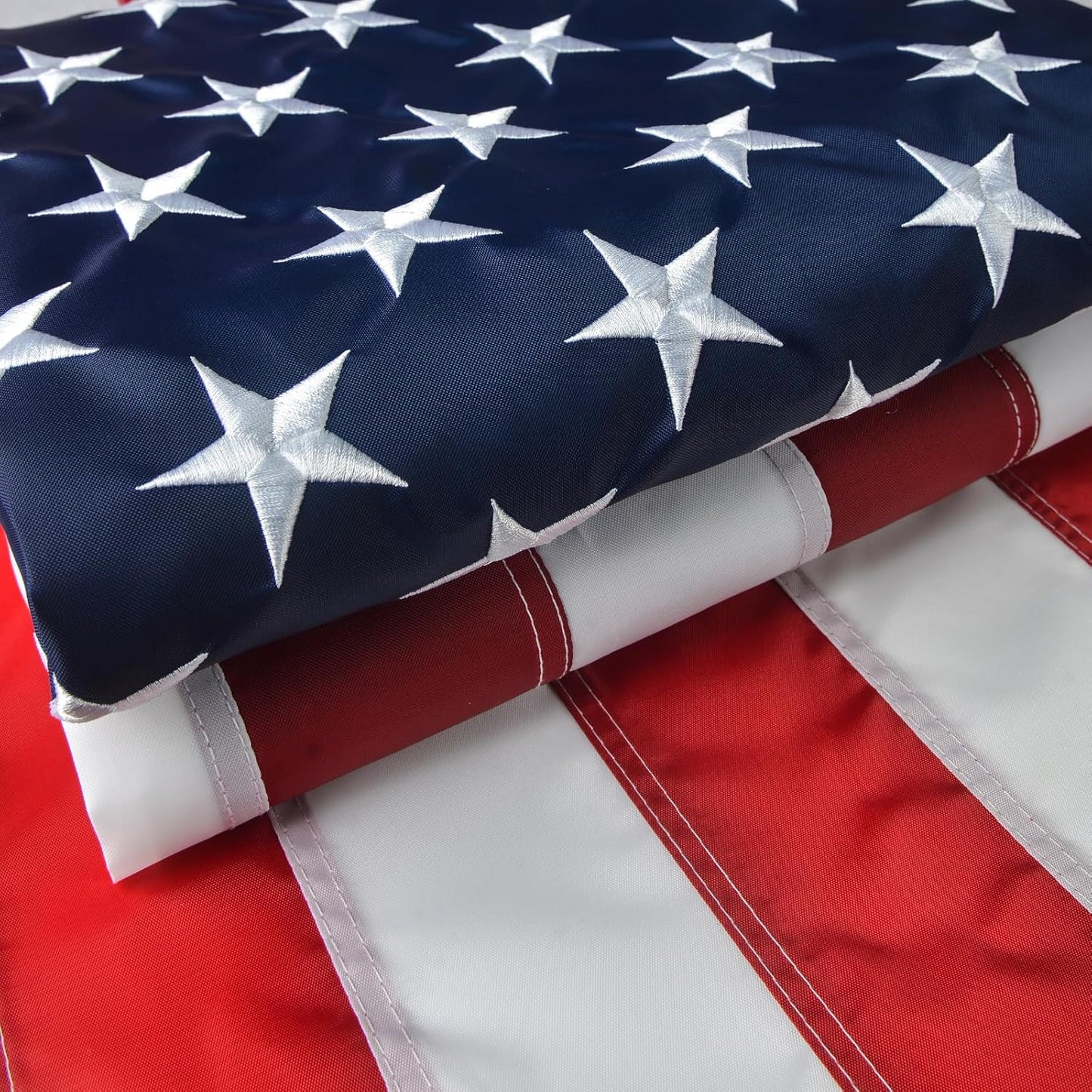 American Flag 5x8 Ft, American Flags for Outside, US USA Flag with Oxford Polyester Material, Vivid Color, Sewn Stripes, Brass Grommets, Embroidered Stars, Indoor/Outdoor for High Wind Use