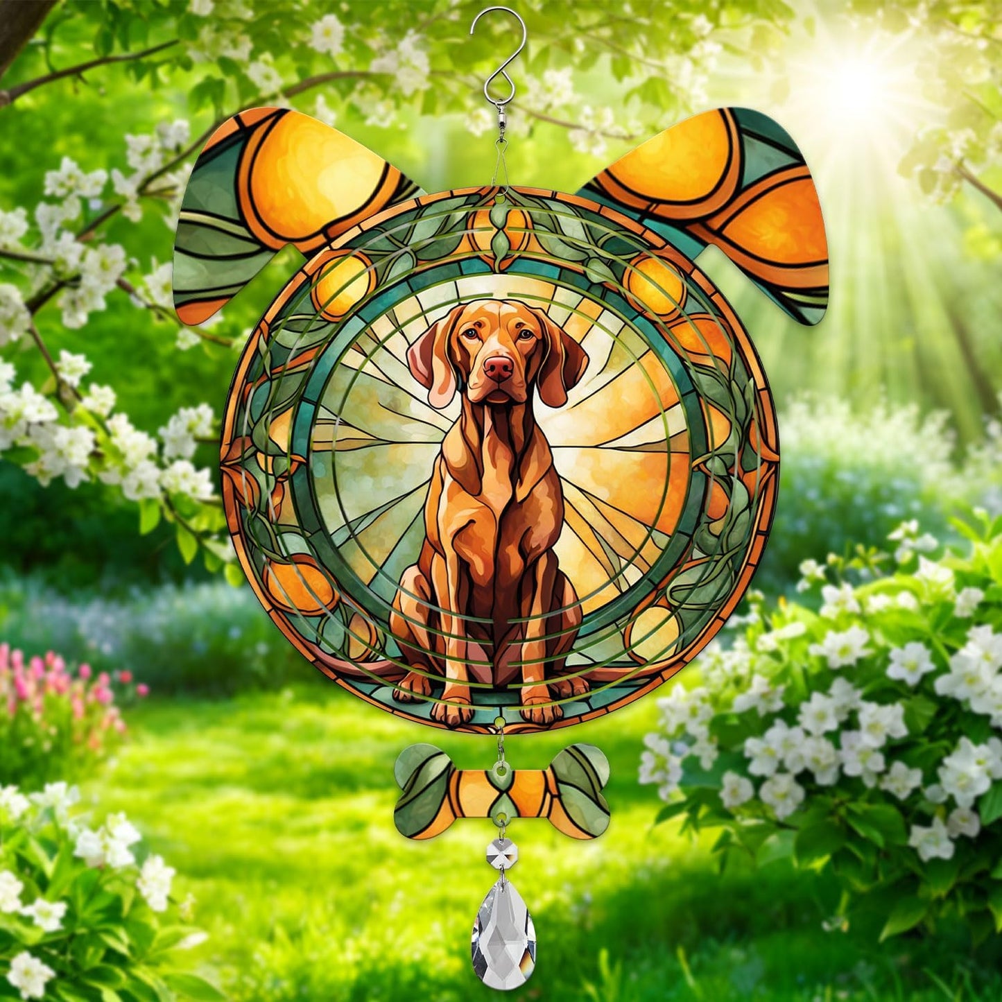 Vizsla Dog Ears Wind Spinner, Vizsla Wind Spinner Hanging for Yard and Garden V02