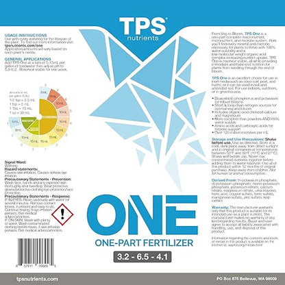 TPS NUTRIENTS One Liquid One Part Plant Nutrient from Veg to Bloom, for Lush Growth and Dense Flowers 1 Quart (32 oz)