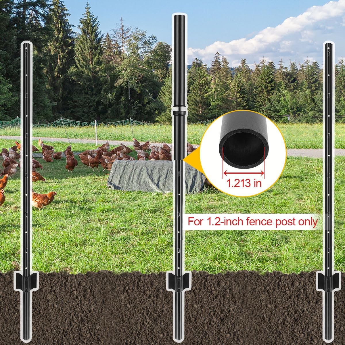 T Post Driver - Fence Post Driver Heavy Duty, Black Post Pounder for 1.2" Metal U Posts, T Posts, Garden Fence