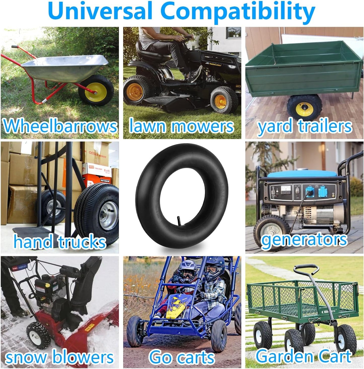 4.80/4.00-8" 4.80 x 4.00-8 Inner Tubes (2 Pack) with TR-13 Straight Valve Stem,for Wheelbarrows, Tractors Hand Trucks Riding Mowers Golf Carts Go-Karts Lawn Mowers