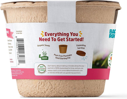Back to the Roots Organic Zinnia Flower Grow Kit with Plantable Starting Pot Soil and Seeds