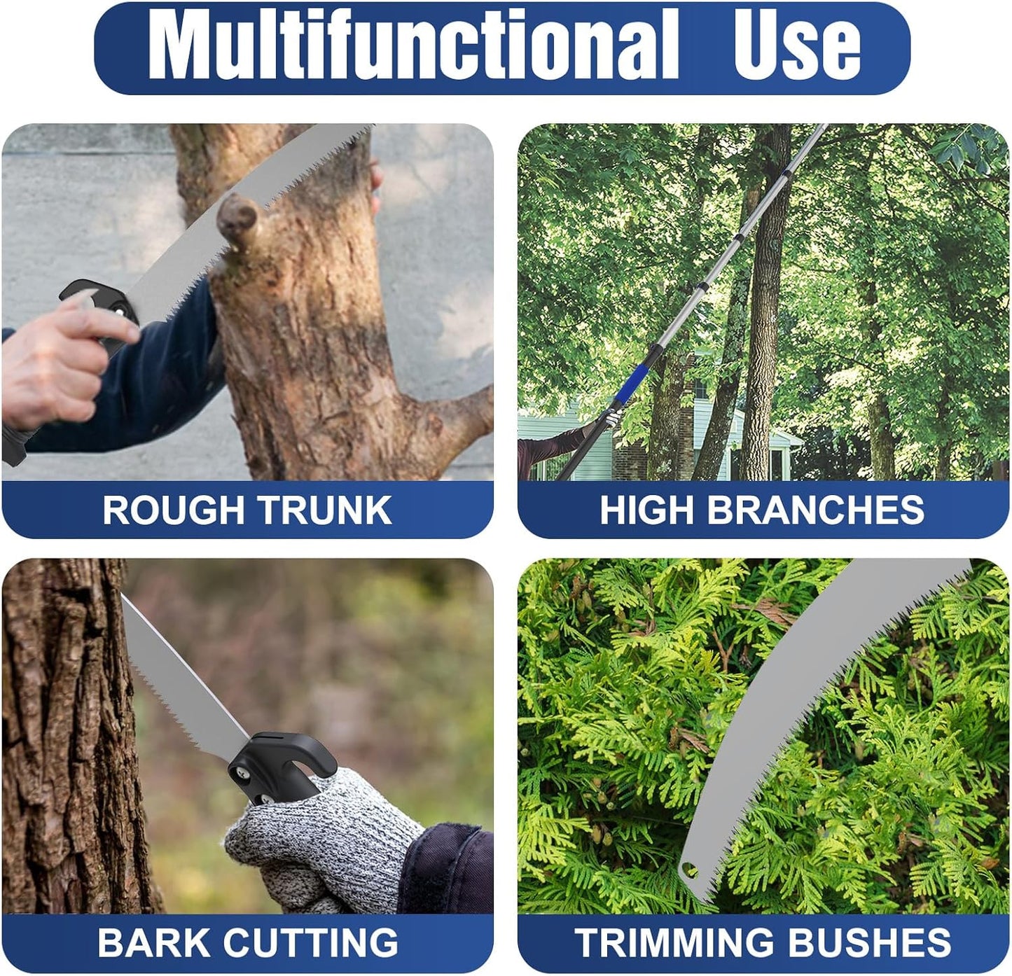 36FT Pole Saw, Telescoping Tree Trimmer with 5-20FT Extension Pole, Manual Branches Pruner for Backyard, Blue