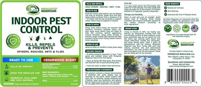 Mosquito Magician Indoor Pest Spray – Design for Indoor Use to Neutralize Spiders, Roaches, Ants & Flies with Plant-Sourced Essential Oils, Efficient Ready to Use Home Pest Spray – Cedarwood, 16 OZ