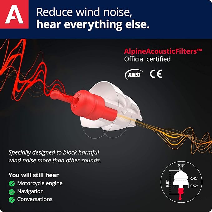 Alpine MotoSafe Pro - Premium Motorcycle Ear Plugs for Wind Noise Reduction - 20dB - Motorcycle