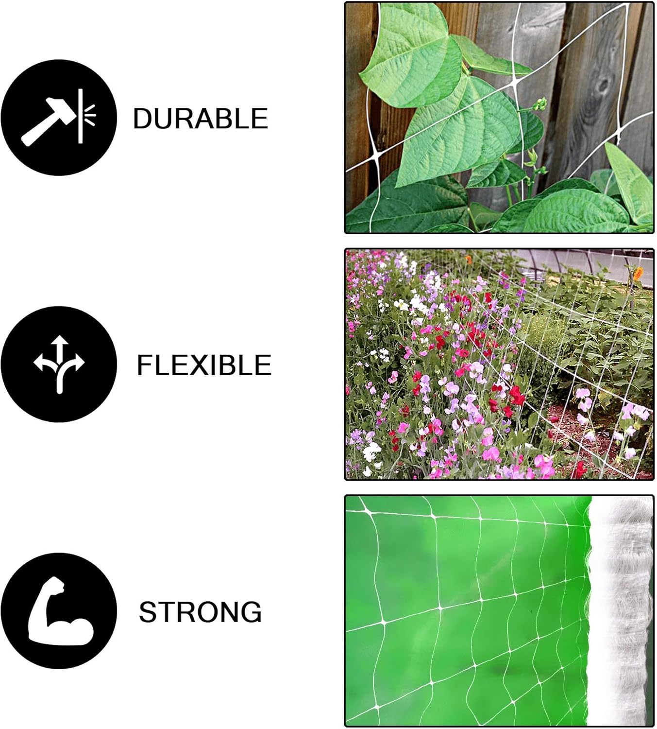 COMMON CULTURE Professional Grade Trellis Netting Bulk Roll, 5 x 4920 ft (60" x 4920' | 1.52m x 1500m), 6' (15 cm) Squares Heavy Duty Scrog Net with Scissors