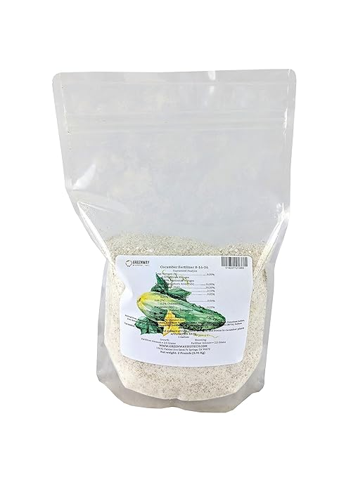 Greenway Biotech Cucumber Fertilizer 8-16-36-100% Water Soluble Plus Chelated Micronutrients Suitable for Soil, hydroponics, and aeroponics - 2 Pounds (Makes ~400 Gallons)