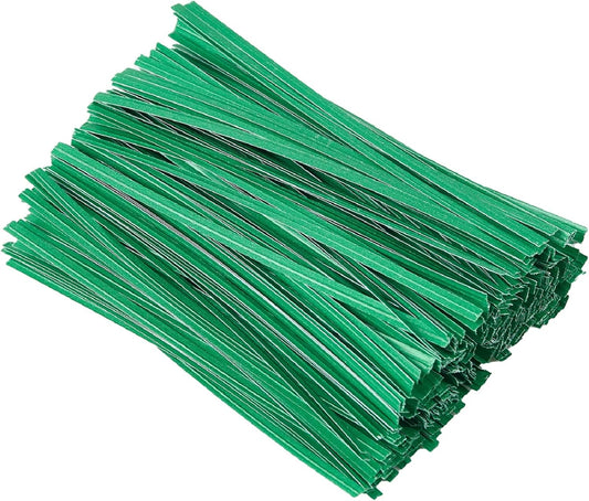 500 Pcs 5" Green Paper Twist Ties, Bread Ties Twisty-Ties for Party Cello Candy Bread Coffee Bags