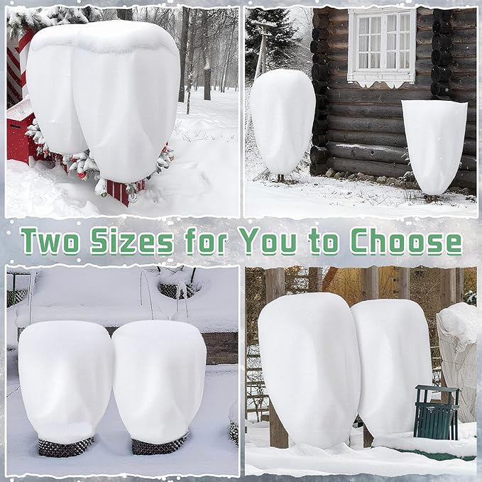 4 Pcs Plant Covers Freeze Protection Reusable Plant Protector with Zipper and Drawstring, Winter Bush Covers Freeze Protection from Cold Sun Frost Wind(White)