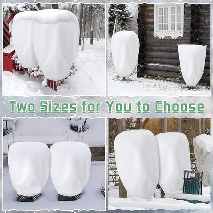 4 Pcs Plant Covers Freeze Protection Reusable Plant Protector with Zipper and Drawstring, Winter Bush Covers Freeze Protection from Cold Sun Frost Wind(White)