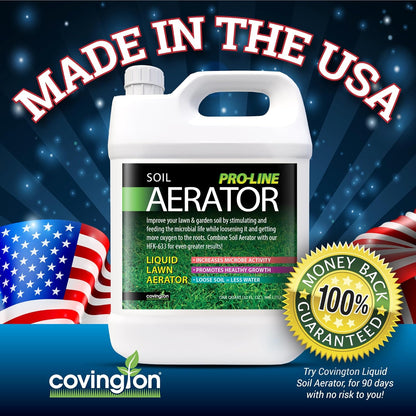 Covington Liquid Lawn Aerator PRO-LINE (1 Gallon) – Soil Conditioner & Softener for Lawns & Gardens – Loosens Clay, Compacted Soil for Better Water & Nutrient Absorption – Liquid Aeration Concentrate