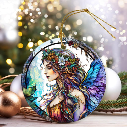 Colorful Ceramic Fairy Christmas Ornament, Fairy Ornaments for Christmas Tree, Holiday Decorations, Christmas Decor, Fairy Gifts, Fairy Lovers, Christmas Ornament Gift Ideas - Pattern B