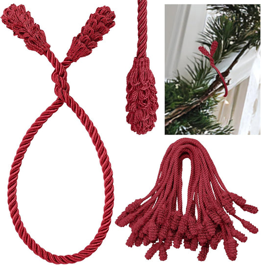 Shappy 12 Pieces Christmas Garland Banister Ties Christmas Decorative Reusable and Flexible Twist Ties for Garland, Banister Home Decoration (Burgundy)
