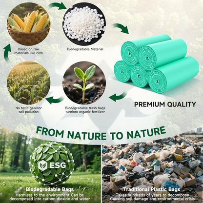 Garbage Bags 13 Gallon Tall Kitchen - Clear Green Biodegradable Large Trash Bags Unscented Leak-Proof Wastebasket Can Liners for Office Bedroom Toilet or Outdoor Heihaily Bulk 75 Count
