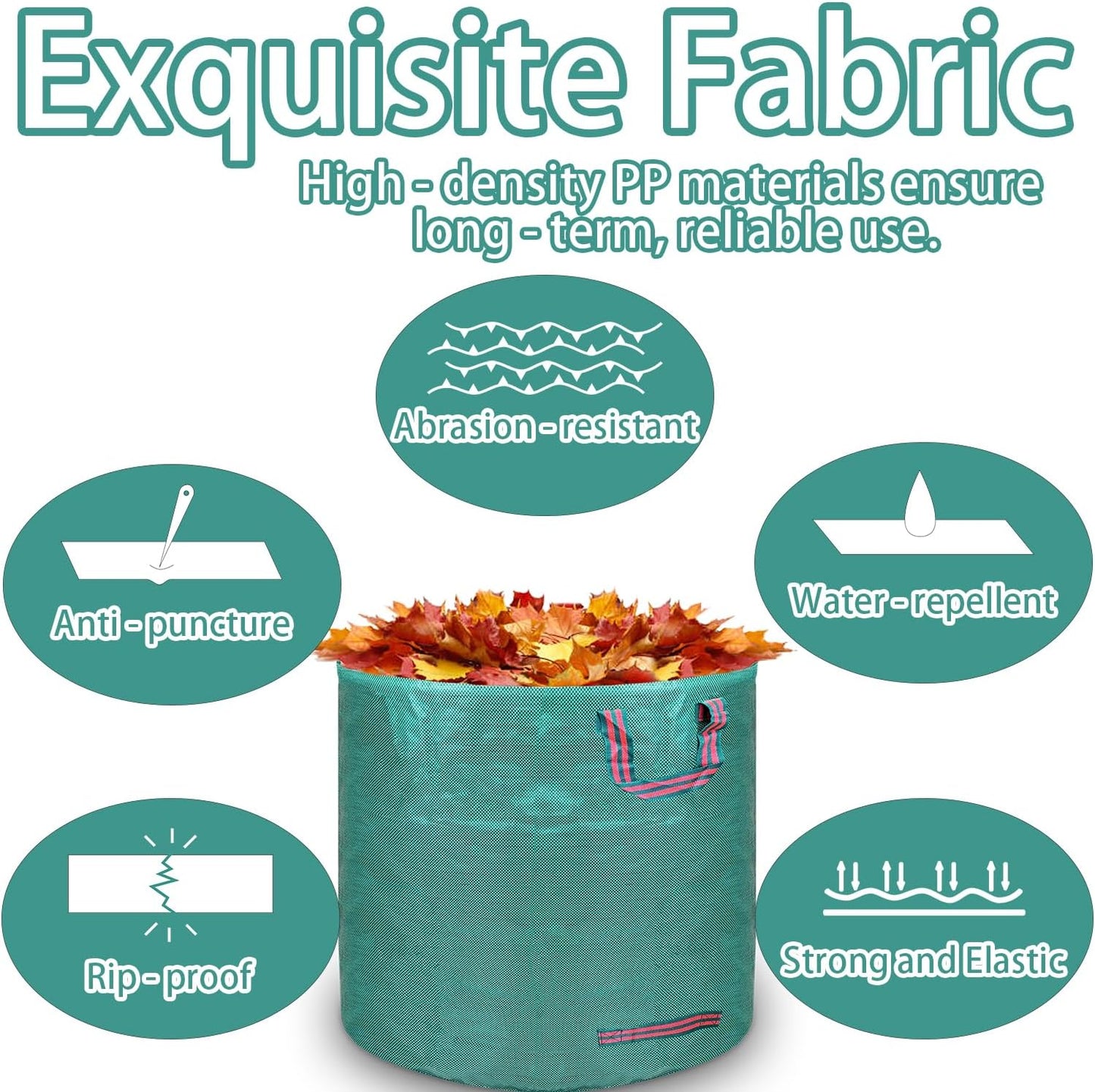 Reusable yard waste bags. 72-gallon large leaf bags(1-pack) Heavy-duty yard garden bag. Leaf bags with 4 handles that can stand upright. Great for collecting leaves and grass clippings