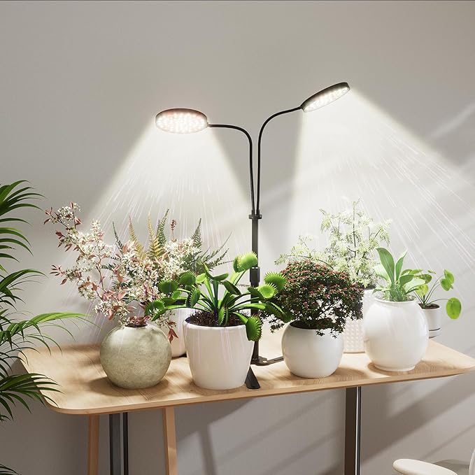 Grow Lights for Indoor Plant, 6000K 174LEDs Full Spectrum Plant Lights for Indoor Growing, 4.7'' LED Dual Ring Height Extendable Grow Light, Auto On Off Timing 4/8/12Hrs, 12V 3A Plug High Power Output